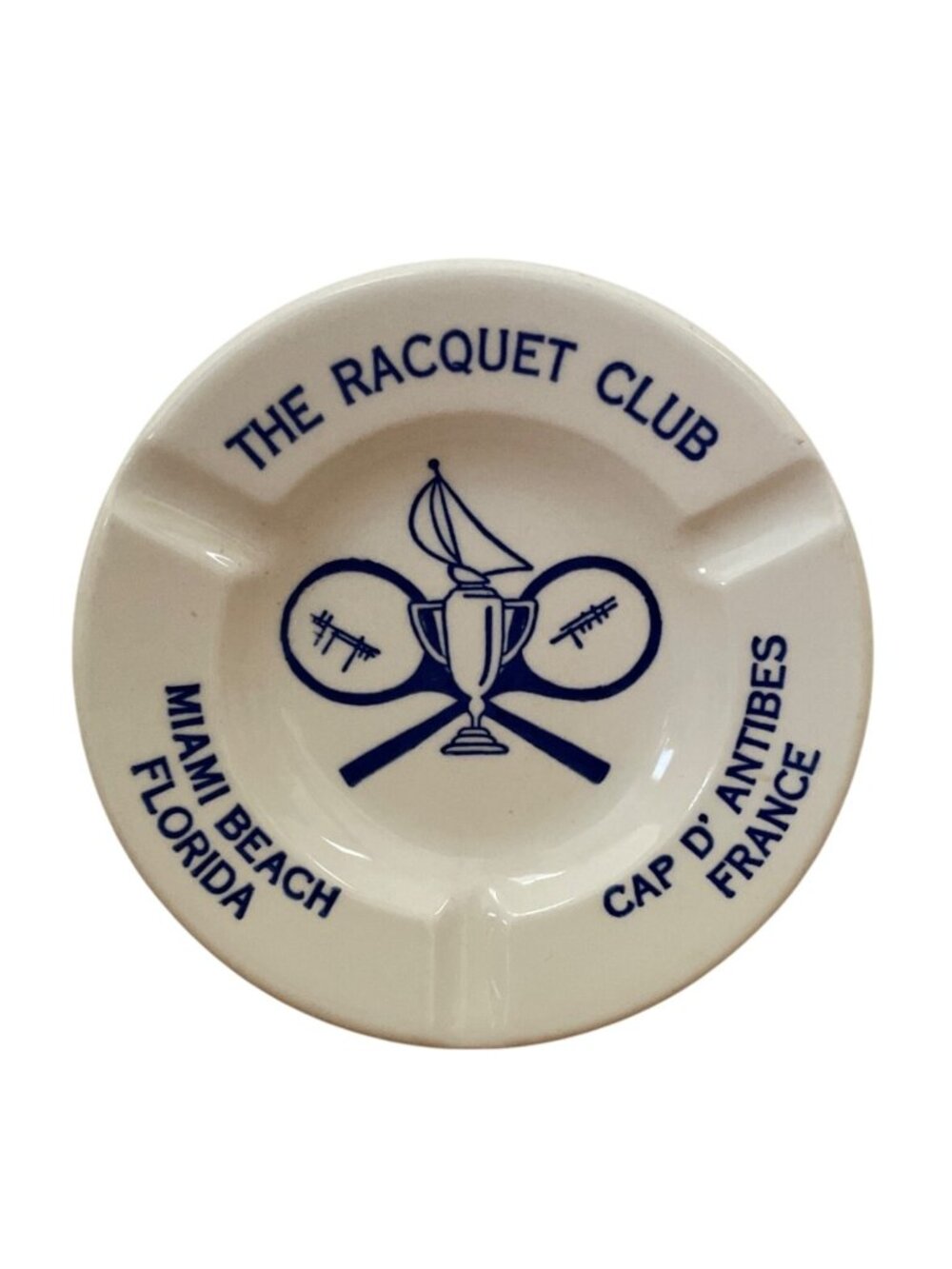 Vtg The Racquet Club Ceramic Ashtray Miami Beach Florida  Cap D Antibes France